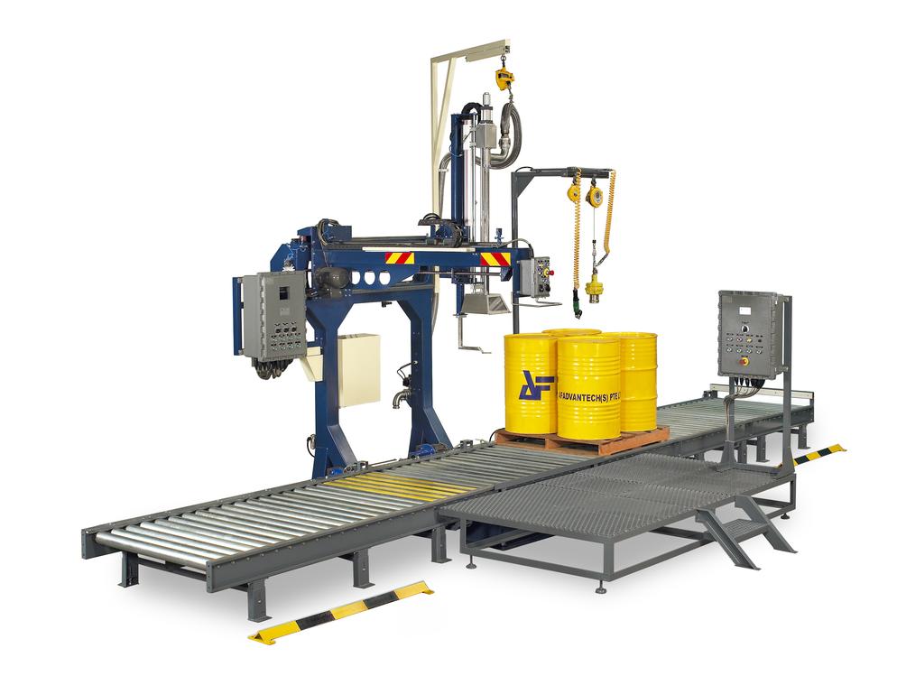 搖臂式灌裝機-全自動液體灌裝-一鍵式操作，適合噸桶、IBC桶、200升桶